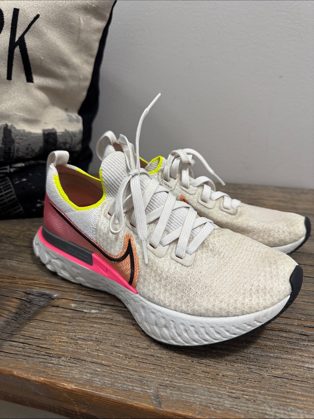 Nike Women’s react Running Shoes — White with Pink accent - size 8.5 (fit 8) - Picture 4 of 11
